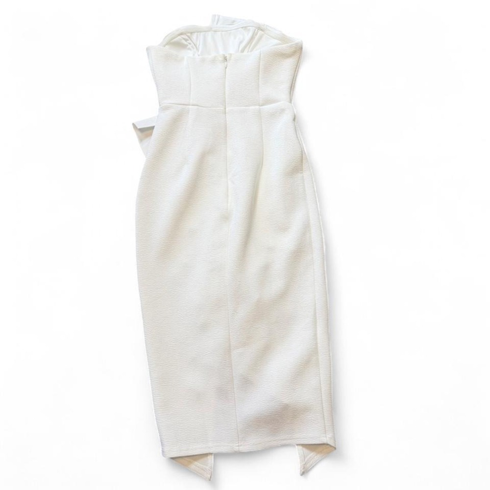 Billy J White Strapless Asymmetrical Ruffle Midi Dress, Women's Size 6 - Picture 4 of 13